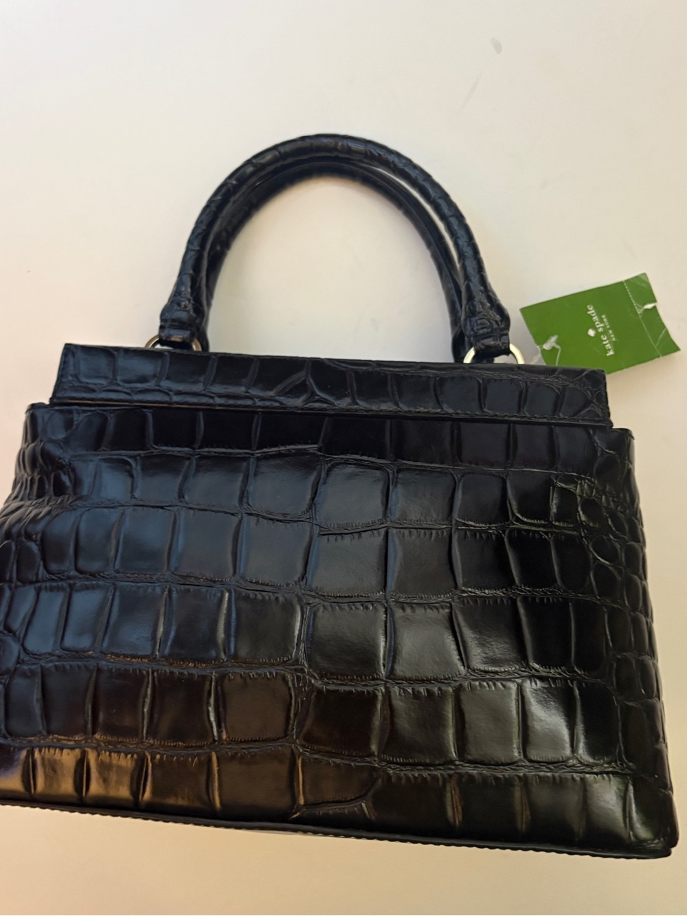 KATE SPADE Ridley avenue becky black crocodile leather top handle handbag nwt - Picture 6 of 10